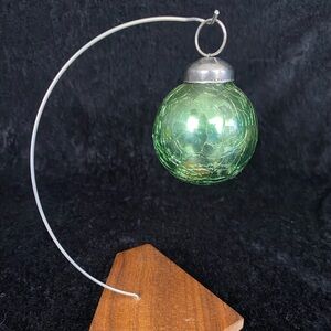 2 inch Light Green Crackle Glass KUGEL STYLE CHRISTMAS ORNAMENT BALL